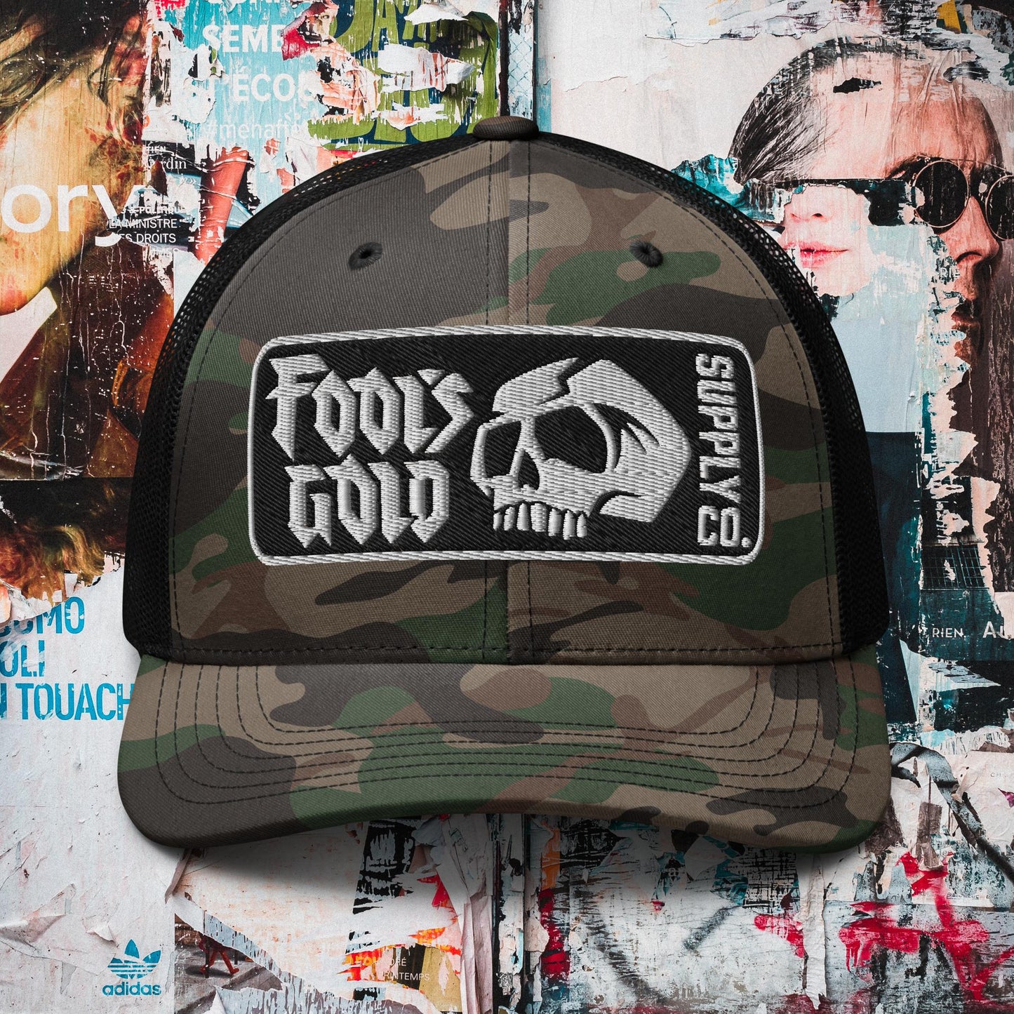 Skull Camouflage Trucker Hat - White