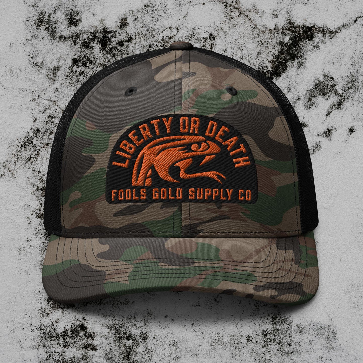Liberty or Death Camouflage Trucker Hat - Orange