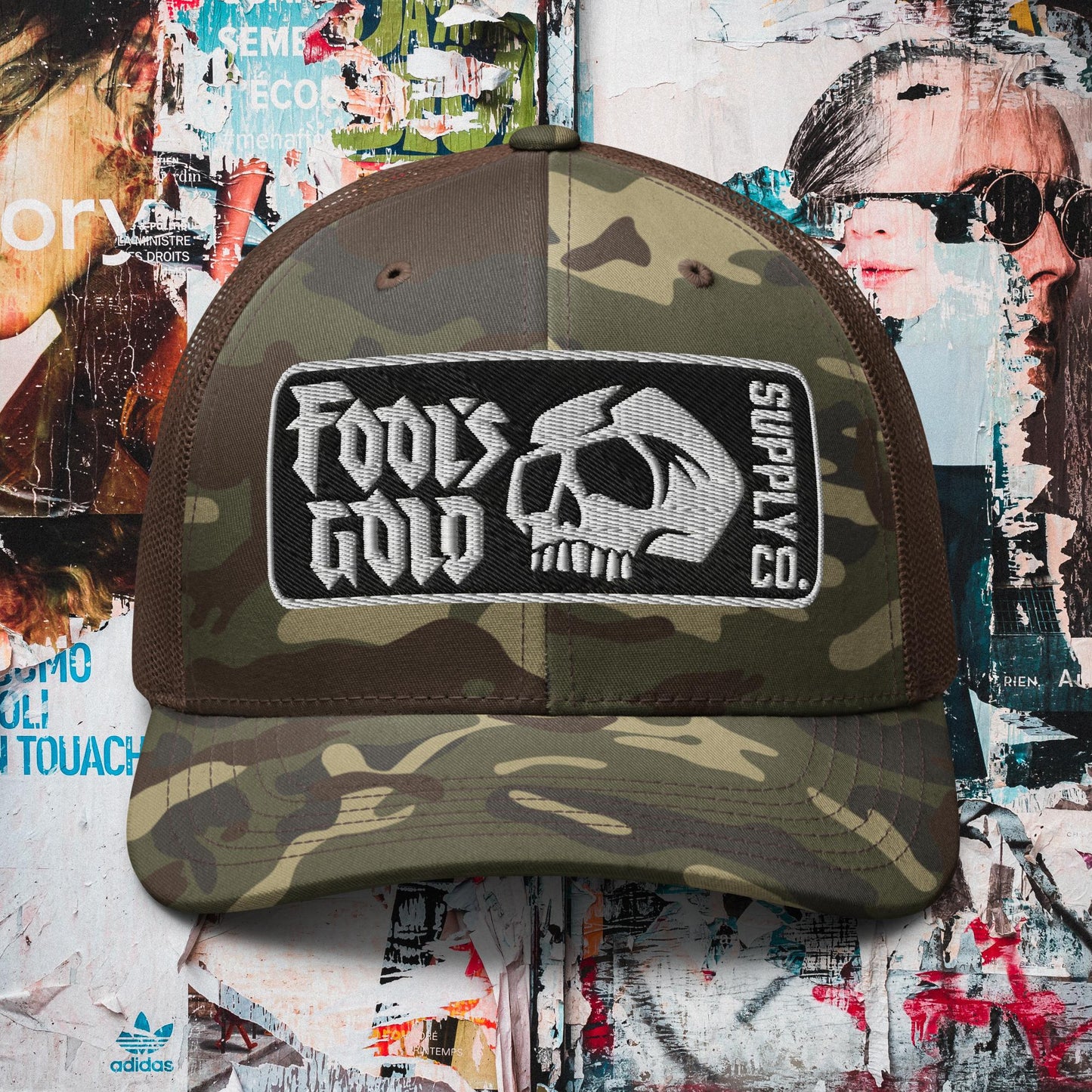 Skull Camouflage Trucker Hat - White