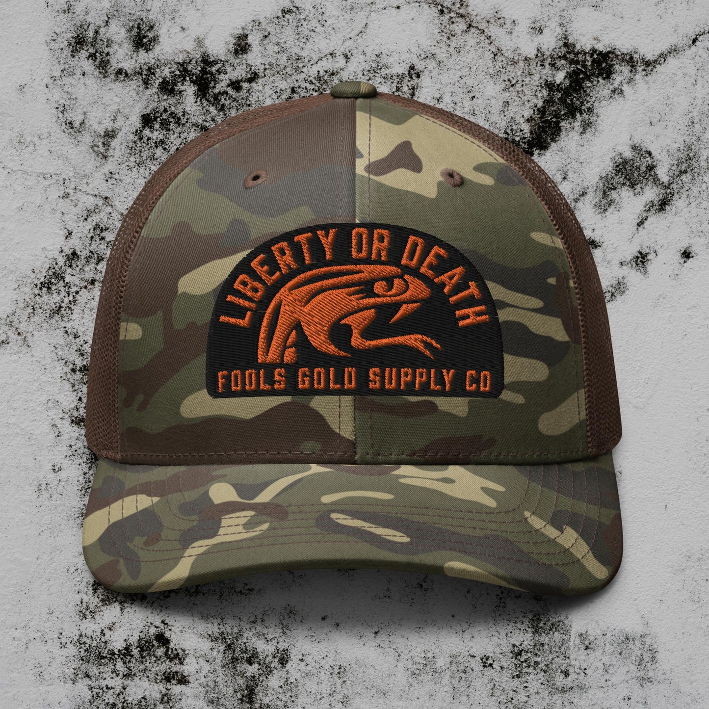 Liberty or Death Camouflage Trucker Hat - Orange