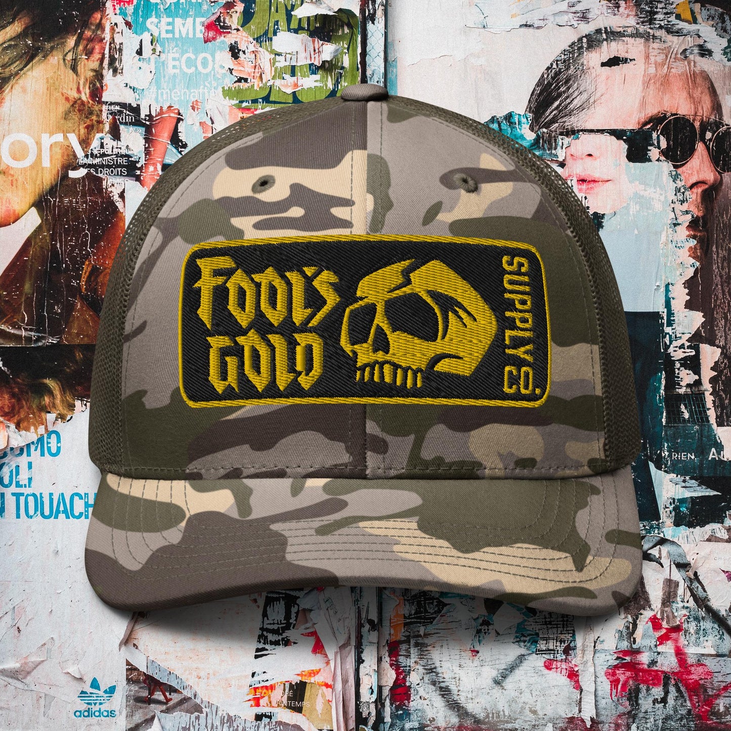 Skull Camouflage Trucker Hat - Gold