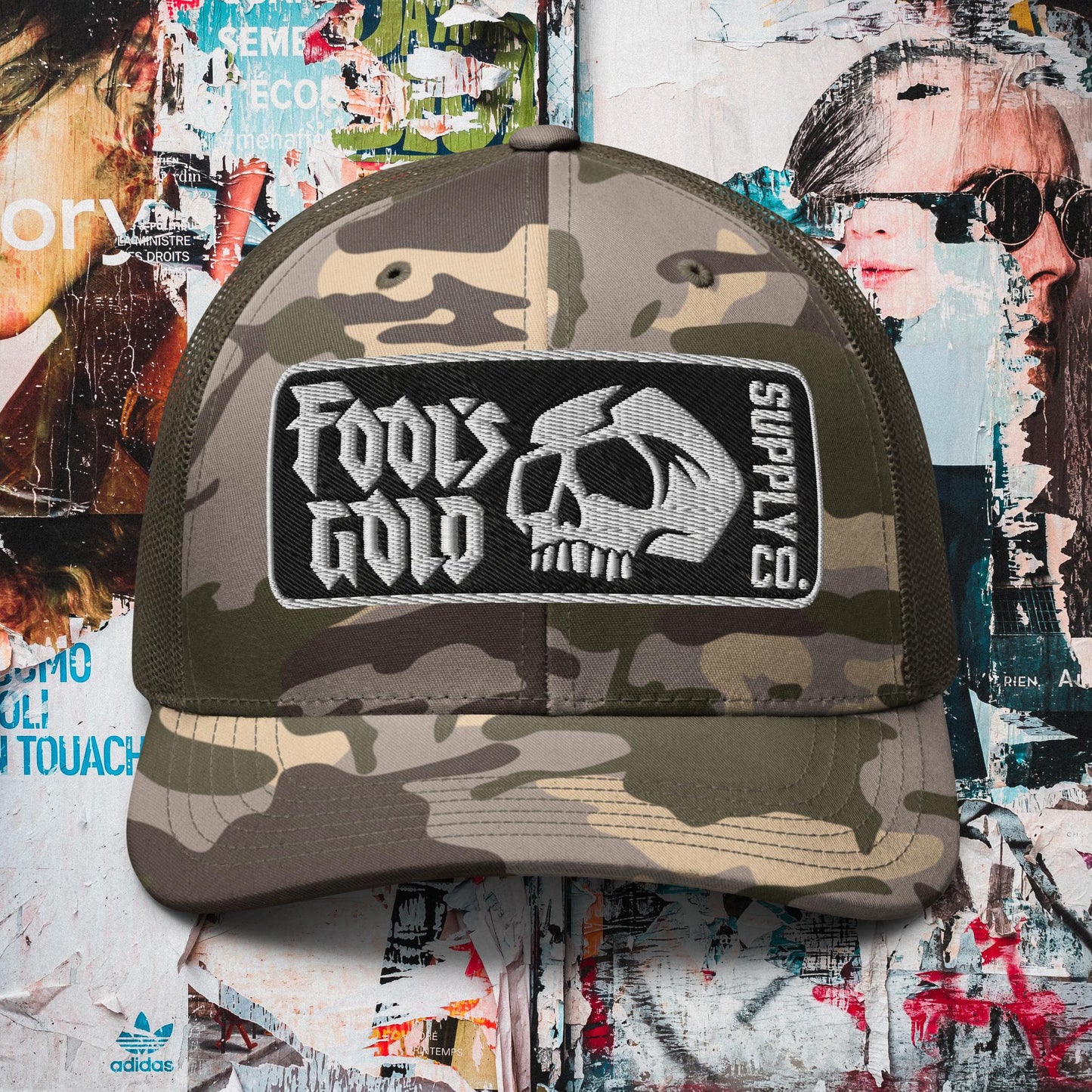Skull Camouflage Trucker Hat - White