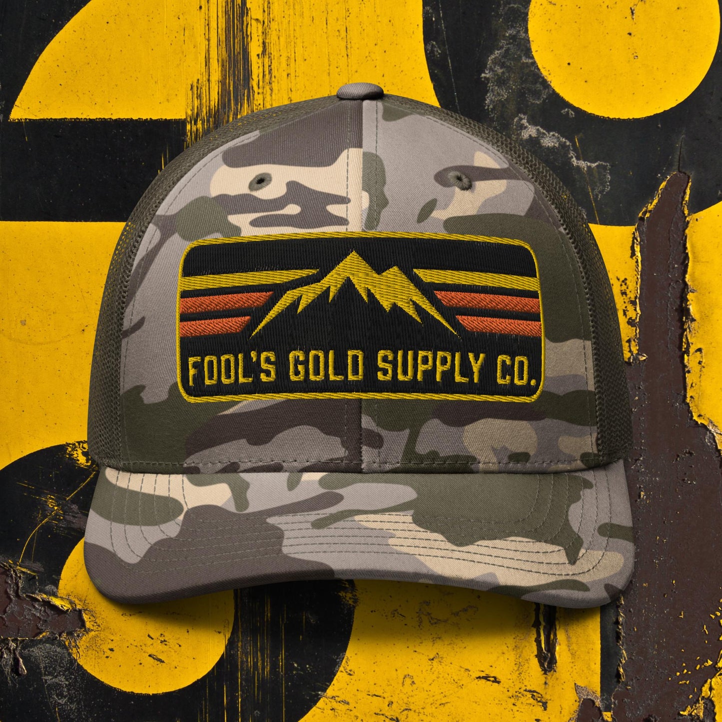 Mountain Camouflage Trucker Hat - Gold/Orange