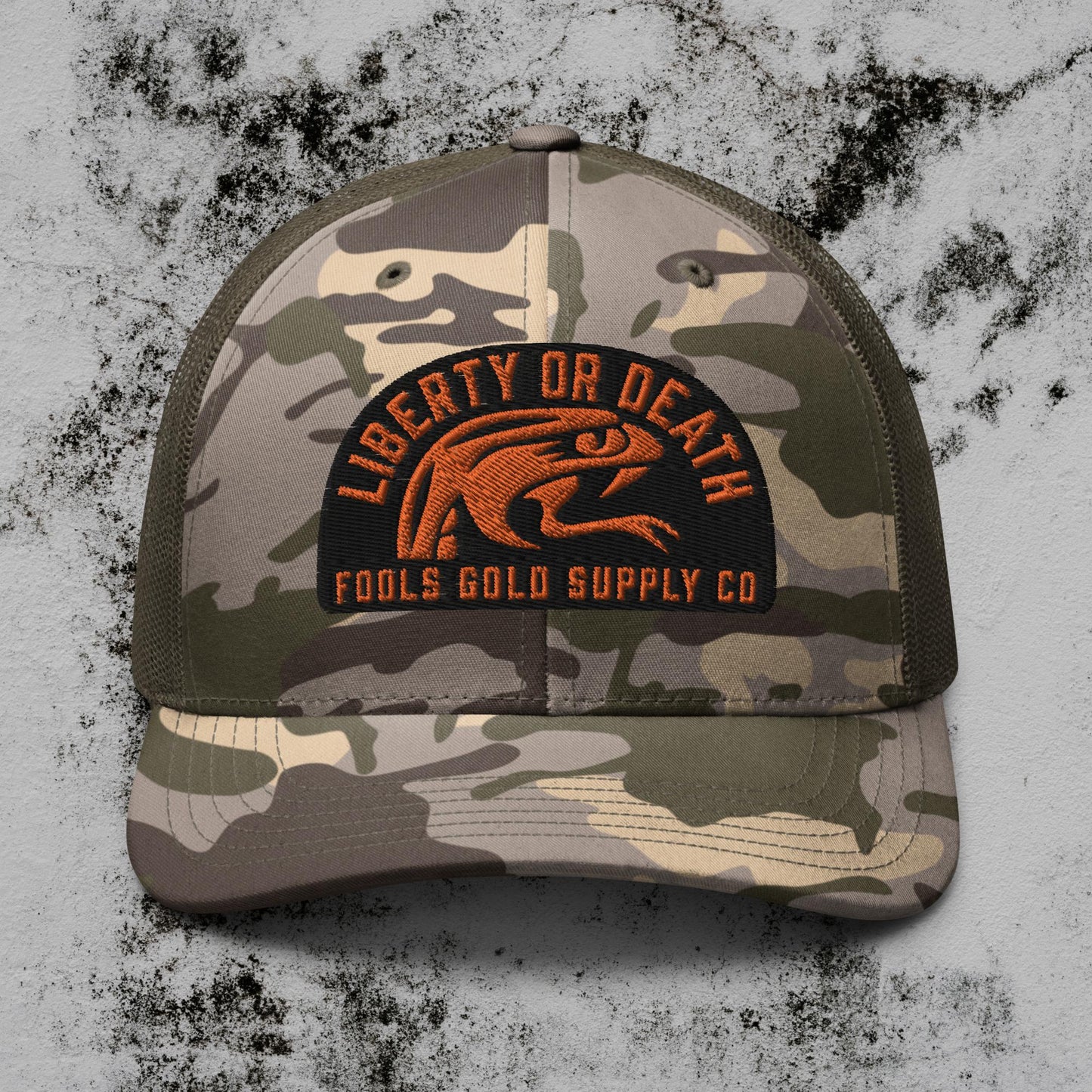 Liberty or Death Camouflage Trucker Hat - Orange