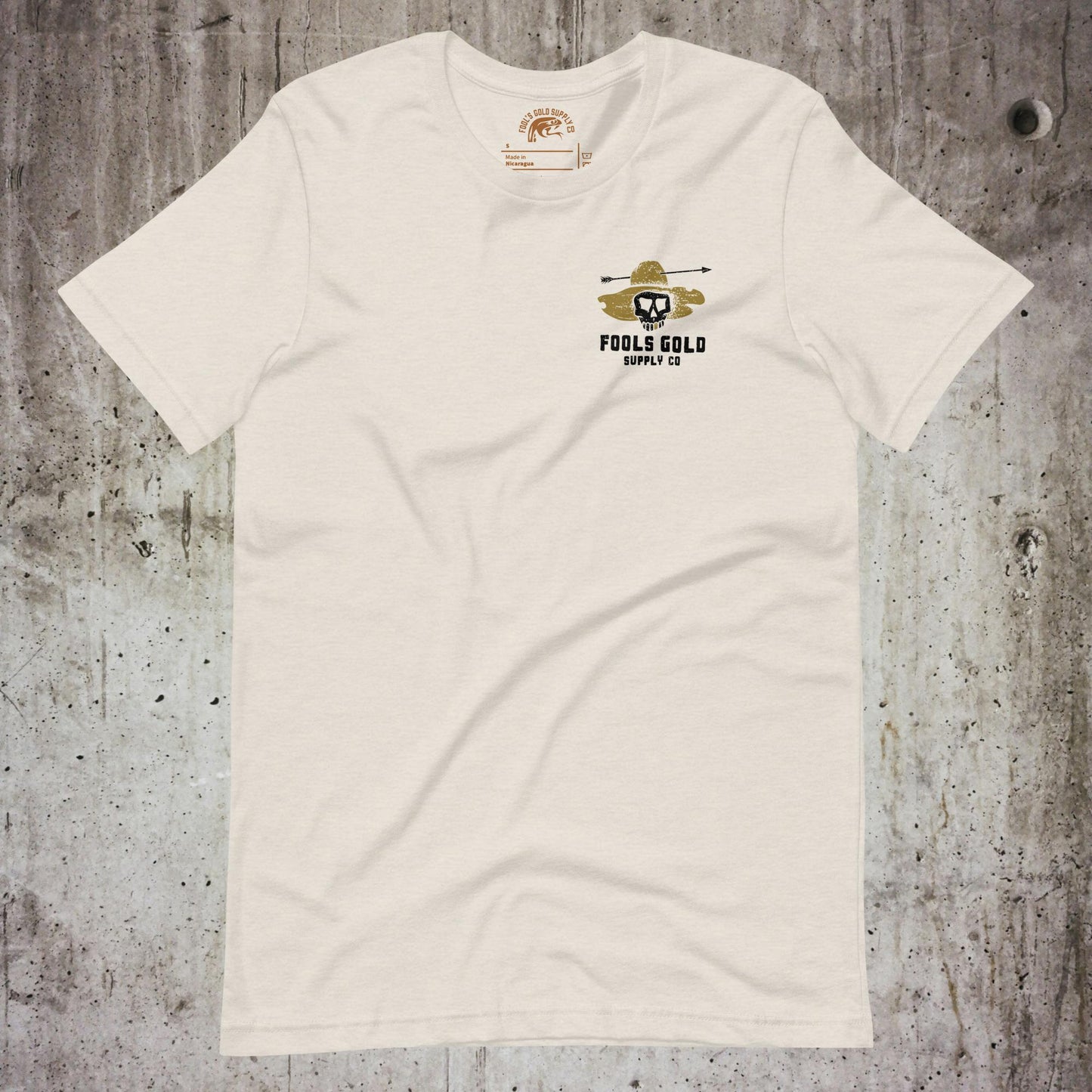 Never Drink With Your Shooting Hand Unisex T-Shirt - Back Graphic - Heather Dust